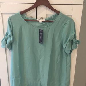 DownEast Elated Tie Blouse in Seafoam